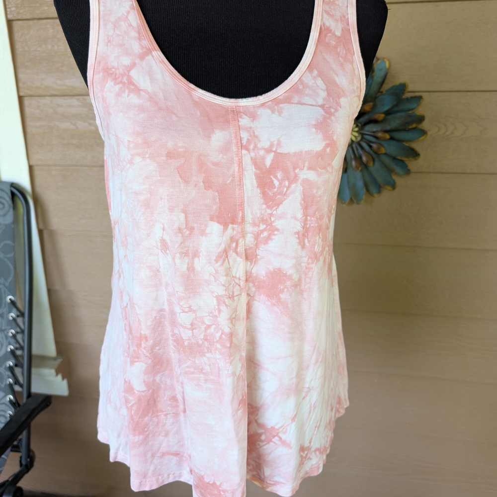 Pink and White Relaxed Asymmetrical Tank Top